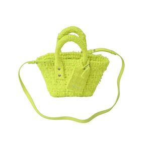 BALENCIAGA Bistro XXS basket bag neon yellow tweed